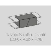 Tavolino da salotto con 2 ante, bianco lucido e grigio, made in Italy