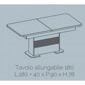 Tavolo moderno allungabile L.180, bianco lucido con piano rovere adamello 