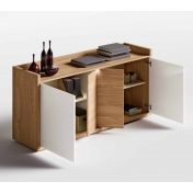 Porta tv, Madia, 4 ante, olmo natura e bianco lucido