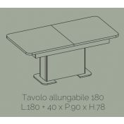 Tavolo moderno allungabile L.180, bianco lucido e rovere wellington