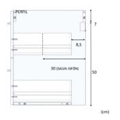 Bagno mobile moderno con specchiera, finitura Cemento