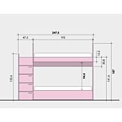 Letto a castello bambini con 2 cassetti, Bianco e Dorian