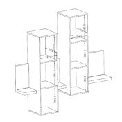 Modulo di design formato da una mensola e 2 pensili verticali