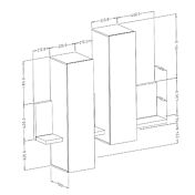 Modulo di design formato da una mensola e 2 pensili verticali