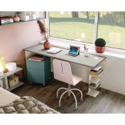 Cameretta bambina Grigio seta, Rosa e Bianco altea con letto imbottito