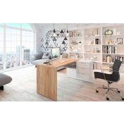 Ufficio moderno completo di 3 librerie e 1 scrivania, Bianco Artik e Rovere Canadian