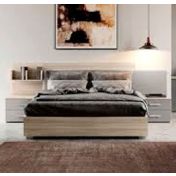 Letto matrimoniale moderno 160x190 in Grigio Argento e Olmo Natura