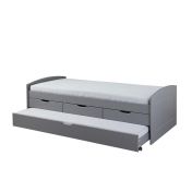 Letto con secondo letto estraibile con ruote e 3 cassetti, colore grigio