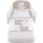 Culla Mr.Bear bianca e choco con ruote, decori con orsetti