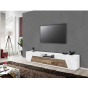 Economico Porta TV L.220 cm, colore Pero e Bianco lucido 
