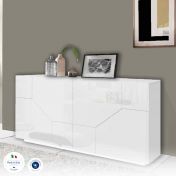 Nuova e conveniente Credenza 4 ante, Bianca lucida Made in Italy