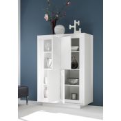 Pratico Mobile madia moderno, Madia di Design, 4 ante Alta, Bianco Opaco