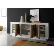 Credenza Bianco Opaco con frontali Pero a 4 ante