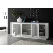 Credenza Moderna, Madia di Design, 4 ante, Bianco Opaco