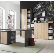 Ufficio Point completo con 3 librerie e una scrivania in finitura ossido e rovere