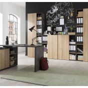 Ufficio Point completo con 4 librerie e una scrivania in finitura ossido e rovere