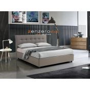 Letto matrimoniale con contenitore, ecopelle color Piuma Tortora scuro