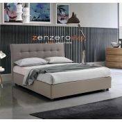 Letto matrimoniale con contenitore, ecopelle color Piuma Tortora scuro