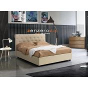 Letti contenitori matrimoniali, letto in ecopelle color Piuma Beige