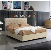 Letti contenitori matrimoniali, letto in ecopelle color Piuma Beige