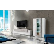 Offerta soggiorno moderno Cemento e Bianco lucido