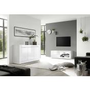 Credenza Moderna, Madia di Design, 3 ante, Bianco Lucido