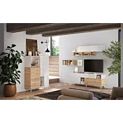 soggiorno bianco lucido e legno cadiz