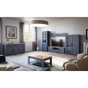 Mobile tv Rovere navy e Rovere riviera, 2 ante 1 cassetto