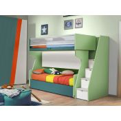 Letto a soppalco con passerella a 3 posti letto Moretti Compact, Flora e Pavone