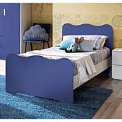 Letto singolo di design linea onda, blu