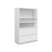 Capiente Libreria moderna con 2 cassetti, finitura Bianco opaco