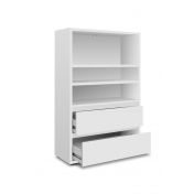 Capiente Libreria moderna con 2 cassetti, finitura Bianco opaco