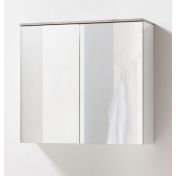 Pensile moderno a specchio, 2 ante, Bianco Laccato e top Grigio Cemento