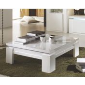 Tavolino da salotto 90 x 90, bianco lucido, Made in Italy