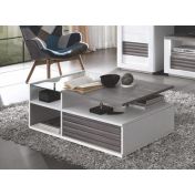 Tavolino 1 cassetto,  bianco laccato e rovere adamello, made in Italy