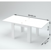 Tavolo quadrato 90x90 in finitura Cemento con apertura a libro