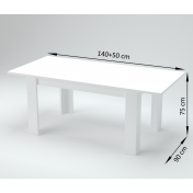 Tavolo moderno per interni, completo di allunga, finitura Larice Bianco L.140