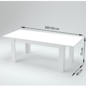 Tavolo moderno per interni, completo di allunga, finitura Bianco Lucido L.160