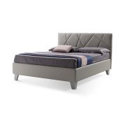 Letto matrimoniale Tarazed con contenitore in ecopelle in finitura grigio fumo