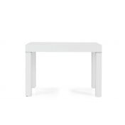Tavolo consolle allungabile in legno, finitura bianco frassinato, apertura con binario