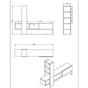 Parete attrezzata Cross, mobile tv con libreria finitura Rovere e Nero