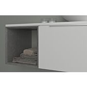 Bagno di design sospeso Bianco, Grigio con specchio inclinabile