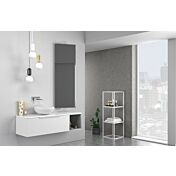 Bagno di design sospeso Bianco, Grigio con specchio inclinabile