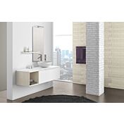 Composizione bagno sospesa Bianco con cubotto in pietra naturale Beige