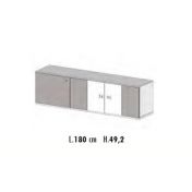 Credenza sospesa, Madia moderna, 5 ante, finitura Bianco, Alluminio e Grey