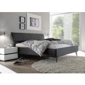 Letto matrimoniale antracite con contenitore con piedini in legno