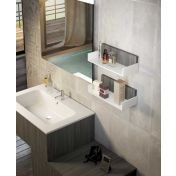 Mobile bagno sfalsato con lavabo, 2 cassetti, finitura Olmo danubio