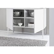 Credenza Moderna, Madia di Design, 2 ante, Bianca opaco con piedini