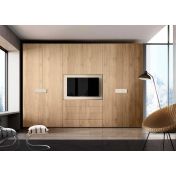 Armadio per camera letto con vano tv, Noce Biondo e Orzo
