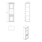 Vetrina colonna 2 ante, finitura Rovere e Carbone